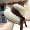 Women's French Retro Straw Sun Hat with Bow Detail - Hepburn Style Elegant Wide Brim UPF 50+ Sun Protection for Beach Vacation