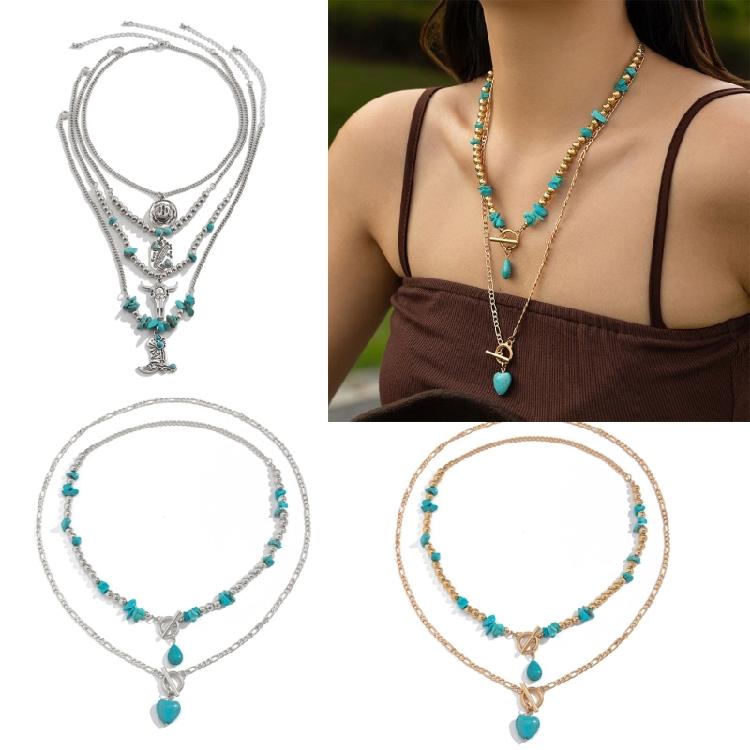 Fashionable Turquoise Statement Necklaces Adjustable Length Choker Trendy Accessories for Various Outfits and Event