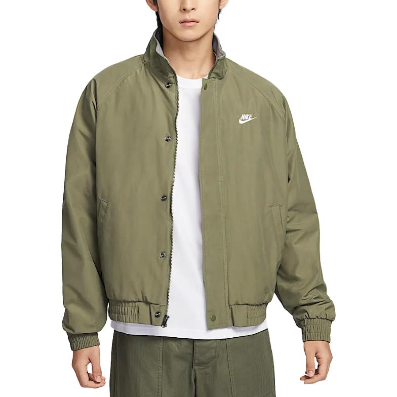 Nike Club Futura Fashion Comfortable Soft Versatile Long Sleeve Jacket Men Jacket Olive-Green White FZ0657222
