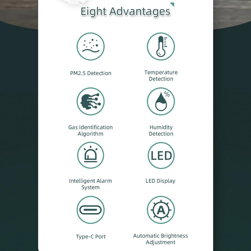 Portable LED Display PM2.5 Detector Multifunctional Temperature and Humidity Test Meter Laser