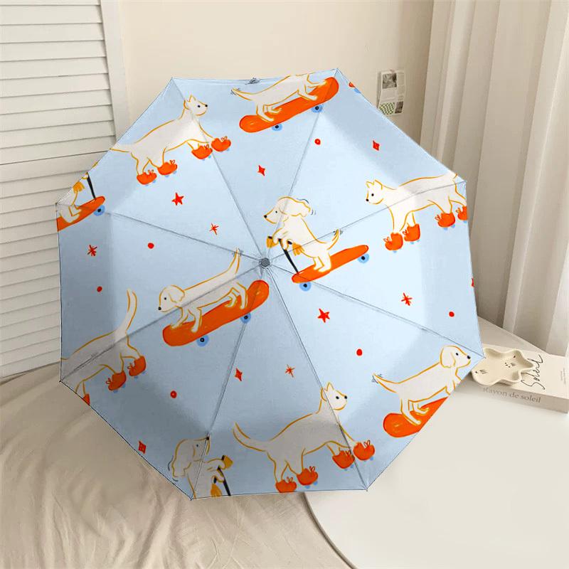 

1PC skateboarding dogs Umbrella-8-Rib Reinforced Portable Folding Travel Suitable for All Seasons Outdoor Daily Use-G380