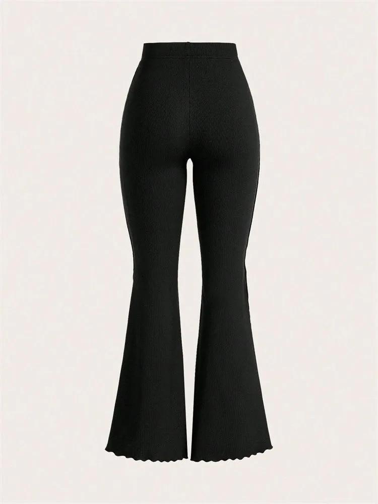 Pants phumee Flared Elastic Rib-knit Slim Fit Leggings A2328