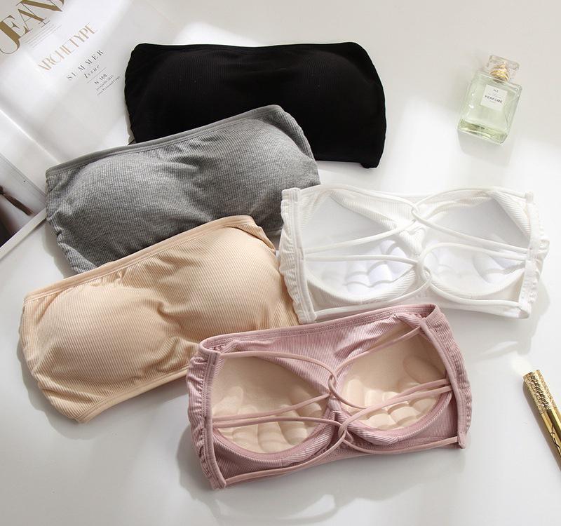 Women's Strapless Bandeau Bra with Criss-Cross Back - Anti-Exposure, Breathable, and Thin with One-Piece Chest Pad