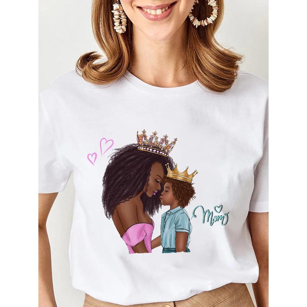 Women Cartoon Super Mom Life Momlife Mama Mother Summer Print T-shirts Top T Shirt Ladies Woman Graphic Female Black Tee T-Shirt