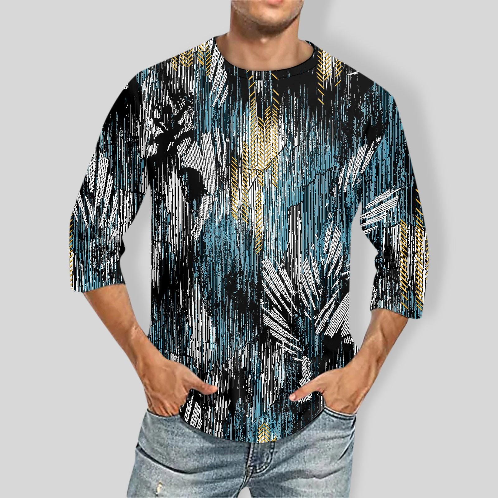 

Мужская повседневная модная футболка с круглым вырезом и рукавом три четверти L