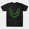 Men Black Print T-shirt Distressed Firebird No-Cut Transfer Paper Print Cotton Tshirt