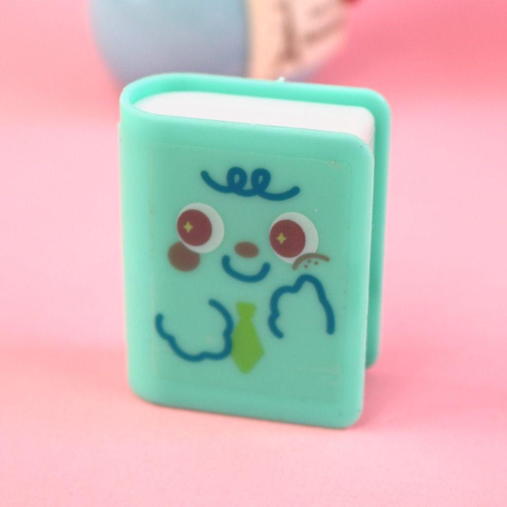 Book Shape Pencil Eraser Sharpener Set Less Rubber Debris Pencil Cutting Tools  Stationery