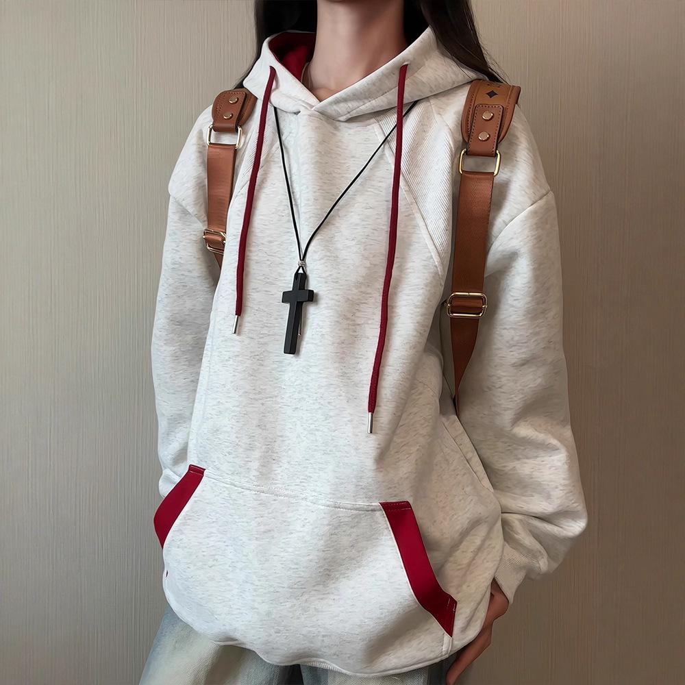 Men s Retro Color Block Oversized Hoodie - Autumn Heavyweight Pullover M