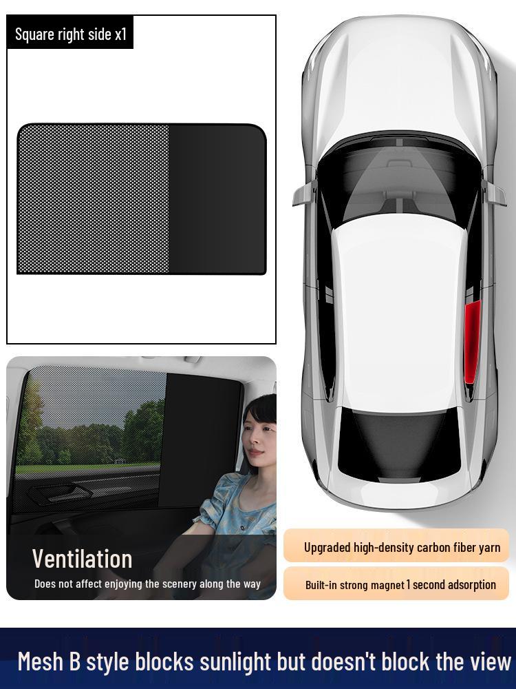 Magnetic Mesh Car Sun Shade - Summer Heat Protection, UV Shield, Clear View.