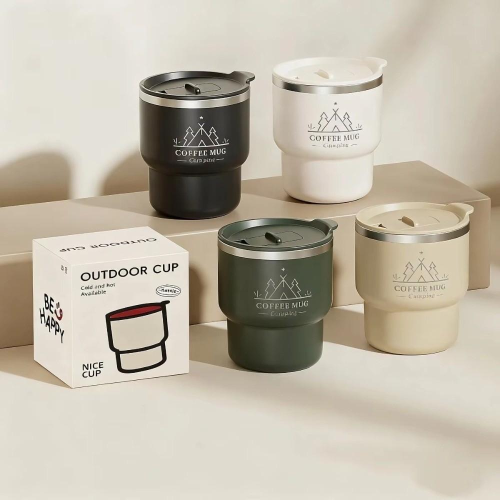 400ML Capacity Thermal Cup 304 Stainless Steel Double Layer Sealed Tumbler Sealed Lid Leak Proof Insulated Water Cup