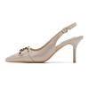 3-7 Celebrity Style Pointed Head Back Empty High Heels Women's Bag Head Thin Heel High Heel Sandals Women's Not Tired Feet Women's Spring Shoes