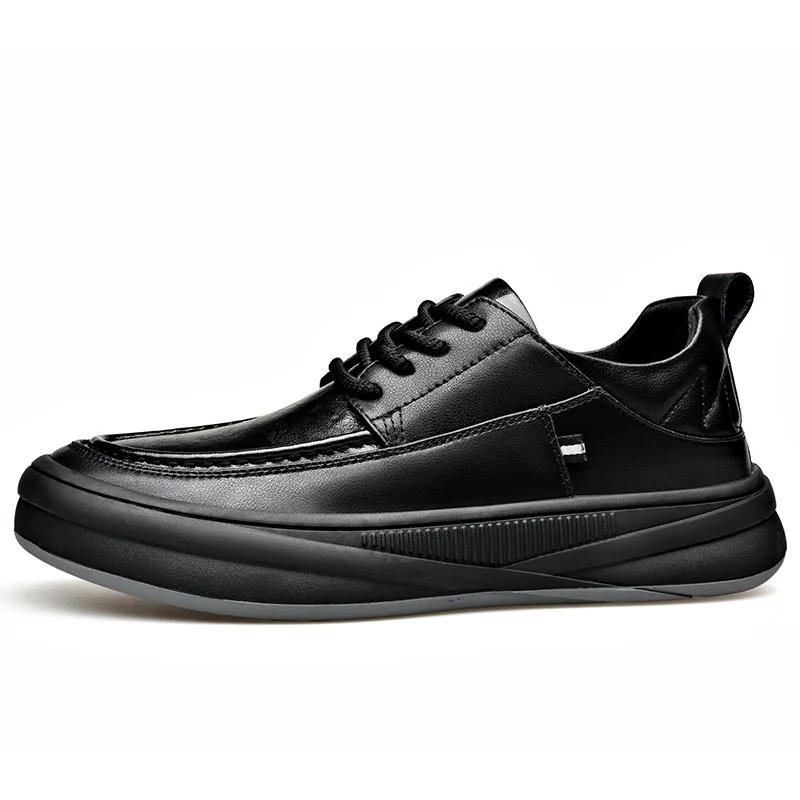 

Модные осенне-зимние лоферы из коровьей кожи для мужчин, модная повседневная новая дизайнерская теплая хлопковая обувь, мужские черные туфли на шнуровке 38 чёрный