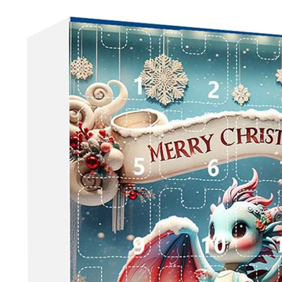 Christmas Countdown Calendar 24 Acrylic Dragon Pendant Set Xmas Gift Box Indoor/Outdoor Hanging Decoration