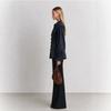 Vintage Casual Navy Blue Puff Sleeve Shirt Jacket Women