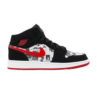 Kids' Sneakers Jordan 1 Mid Newspaper Air Times (GS) Black/Gym Red-White