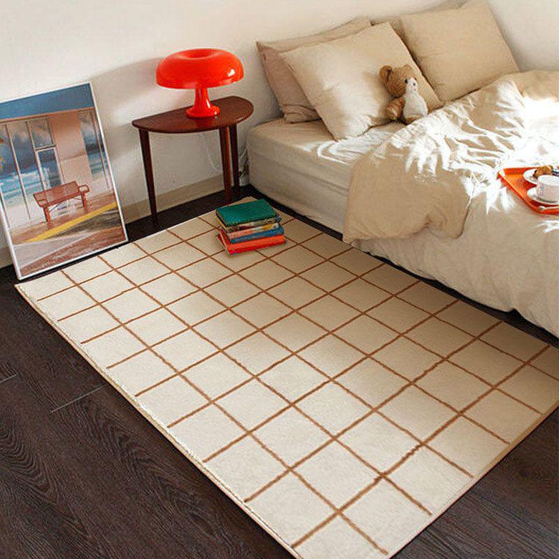 Light Luxury Plaid Faux Cashmere Carpet for Living Room, Bedroom, or Balcony.