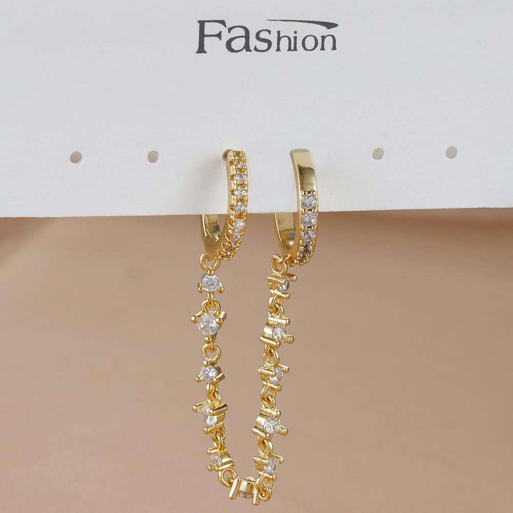 Fashion Stainless Steel Cubic Zircon Heart Dangle Earrings for Women Geometric Circle U-shaped Earrings Ear Piercing Jewelry