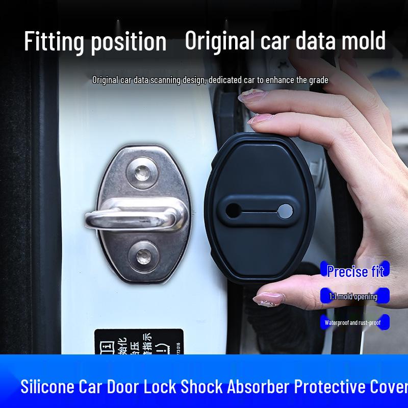 Car Door Lock Cover: Full Wrap Silicone Shock Absorption Pad