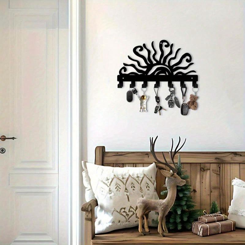 Wacky Sun Metal Key Hooks Long Arm Design Space Saver Modern Wall Decor
