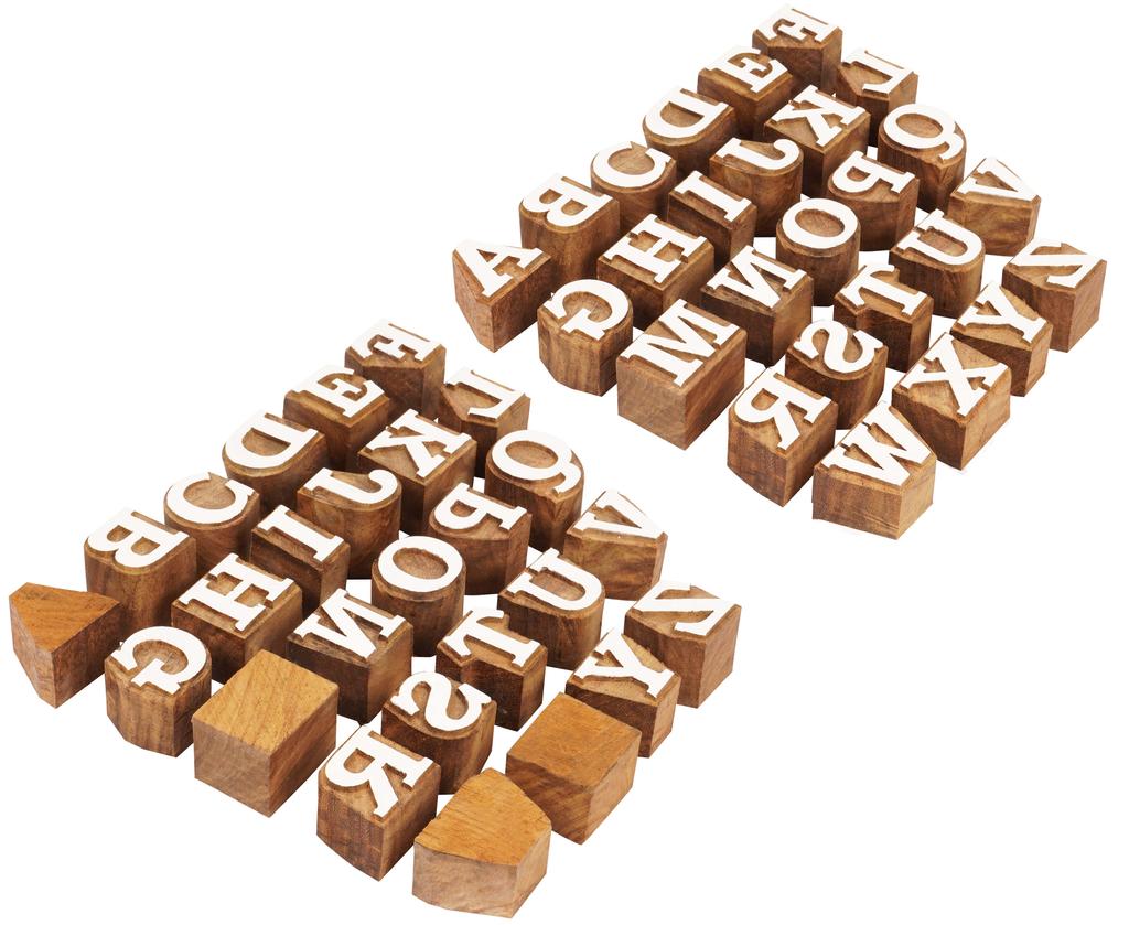 IBA Indianbeautifulart Textile Printing Block Uppercase A-Z Alphabet Hand Carved Wood Letters Wooden Stamp Wood Block