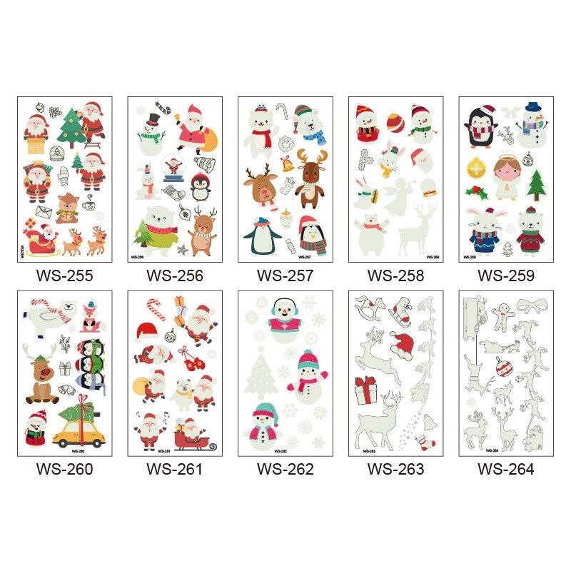 Christmas Luminous Tattoo Stickers Children's Luminous Tattoo Stickers Snowman Penguin Face Simulation Cartoon Stickers