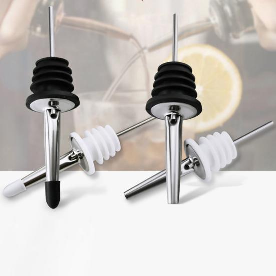 6 Sets Stainless Steel Oil Wine Liquor Bottle Pourers Dispenser with Cap Stopper