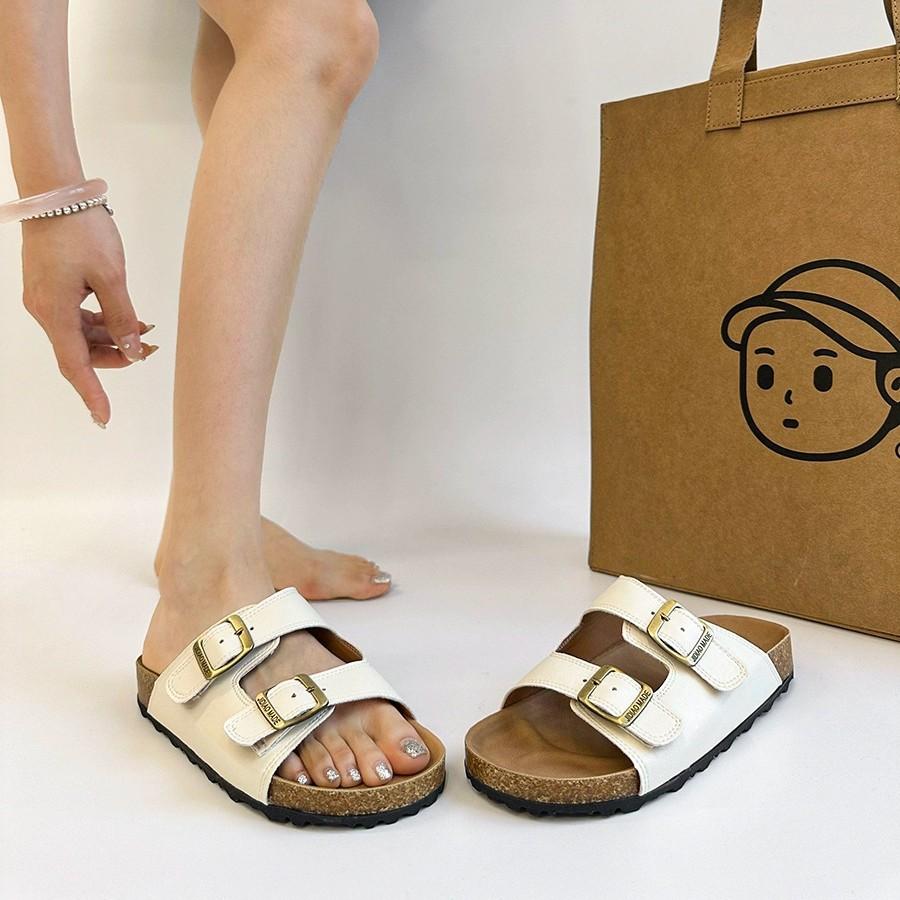 2025 summer new open-toed belt buckle women's sandals Korean version temperament beach shoes flat-bottomed fashion one-word slippers