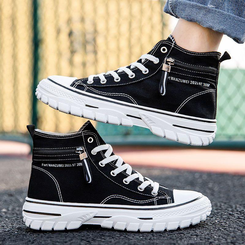 Zapatos Casuales para Hombre Zapatillas de Caña Alta Negro Zapato Masculino Lona Lujo Venta Nuevo en Oferta Calidad de Diseñador Legítimo Moda