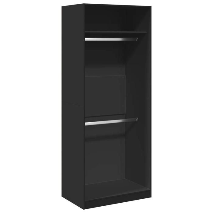 VidaXL Garde-robe noir 80x50x200 cm bois d'ingénierie, armoire de rangement, organisateur de garde-robe, armoire, placard, 3307793