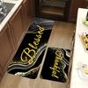 Black and Golden Anti-Slip Kitchen Rugs - Washable Floor Mats for Sink Area, Laundry Room, Farmhouse & Home Decoration Set