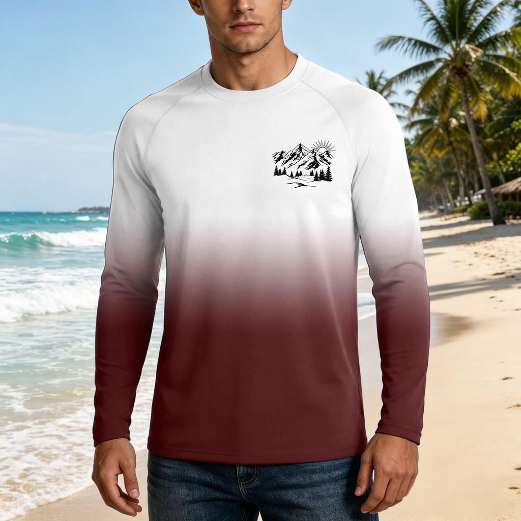 Men's Long Sleeve Outdoor Shirt UPF50 Plus Sun Protection Breathable Lightweight Loose Fit Summer Casual Top