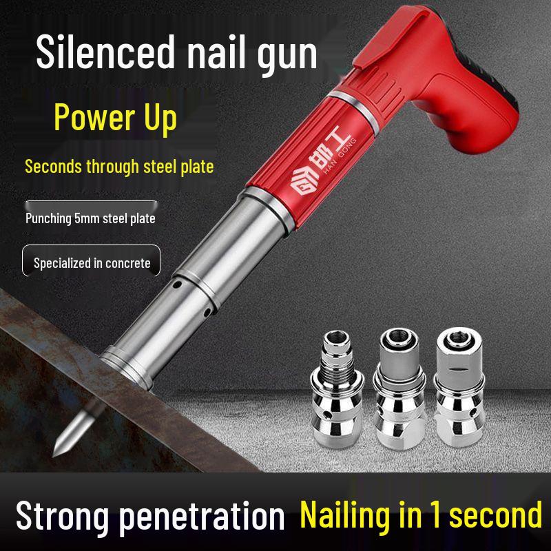 Nickel-Plated Mini Powder Actuated Nail Gun - Rustproof, All-Steel, Silenced Fastener for Ceiling Decoration