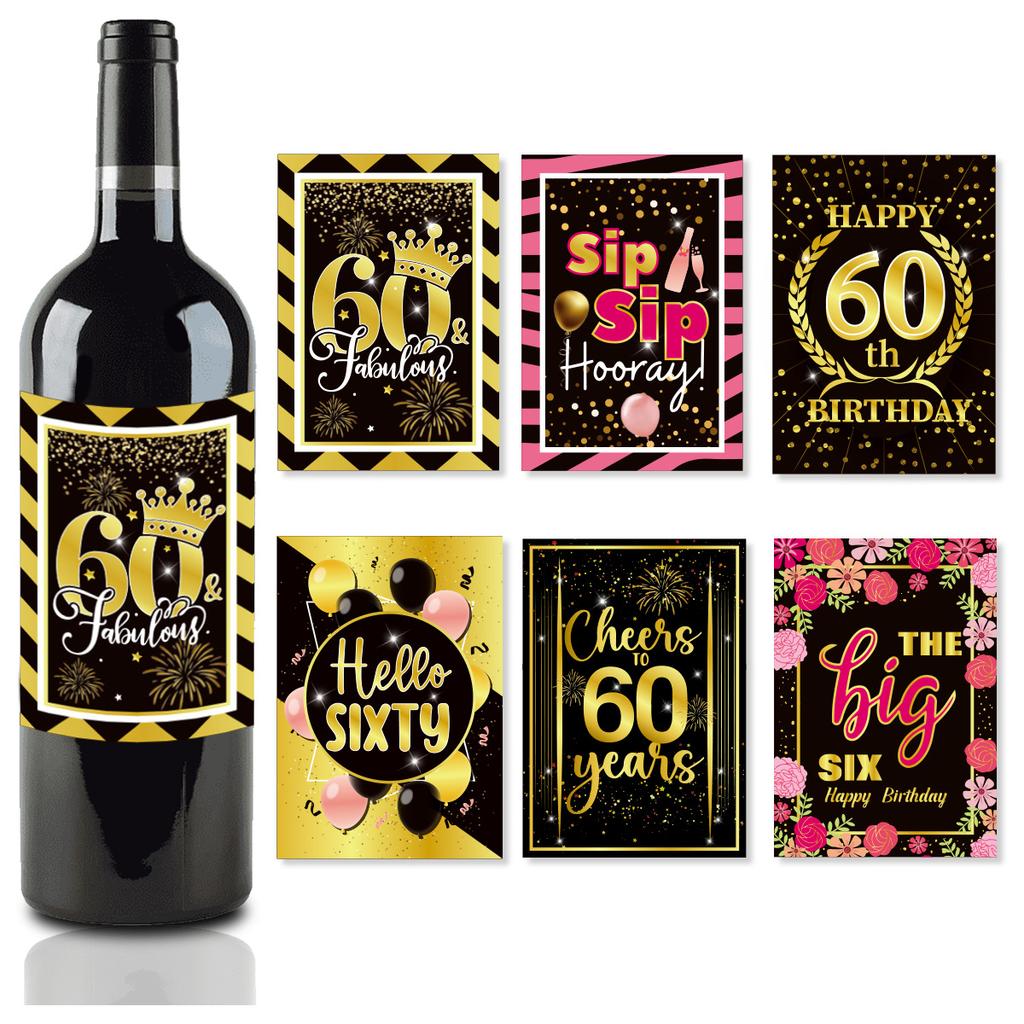 Weinflaschenetiketten zum 30., 40., 50. und 60. Geburtstag, „Cheers to 30 Years“-Aufkleber, Geburtstagsgeschenke für die Geburtstagsparty-Dekoration, Tafelaufsatz