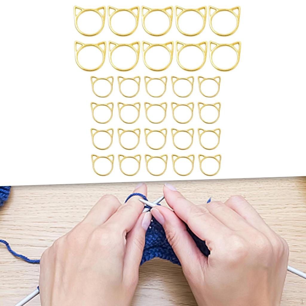 30 Pieces Locking Stitch Markers Set Zinc Alloy Cute Charms Rings Crochet Accessories for