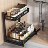 Under Sink Organizers, Metal Sliding Cabinet Basket and Storage Organizer 2 Tier Pull Out Cabinet Organizer for Kitchen Bathroom