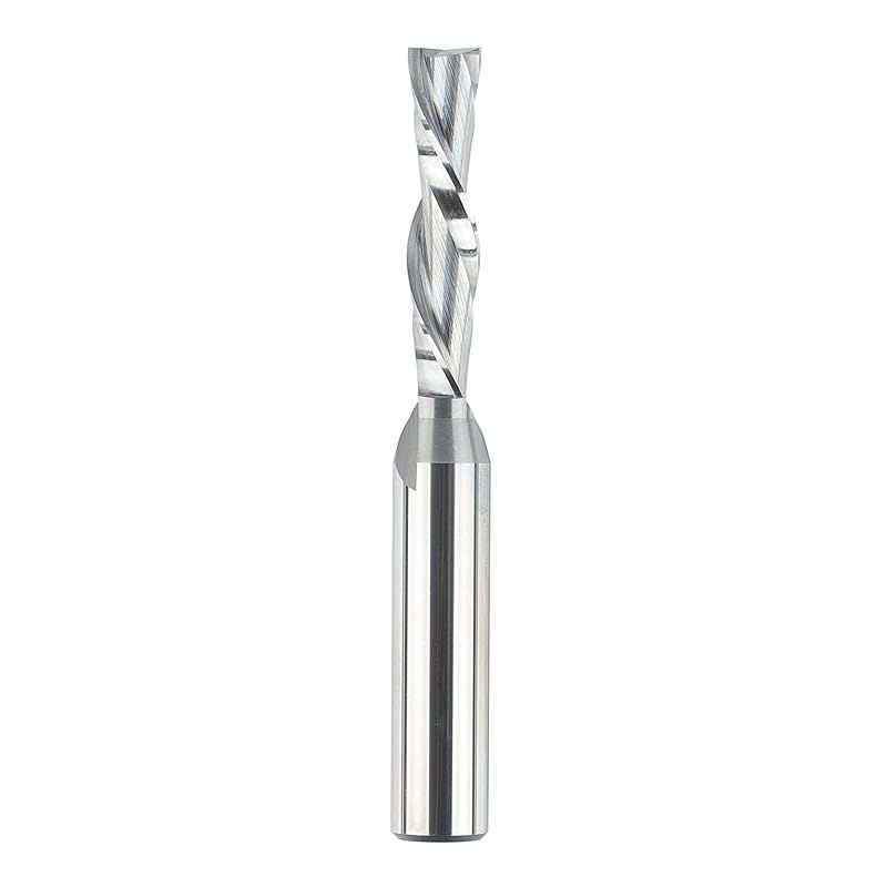 SpeTool Spiral Downcut Router Bits with 3/8 Inch Cutting Diameter, 4 Inch Extra Long HRC55 Solid Carbide CNC End Mill for Wood Small Cut, Carving