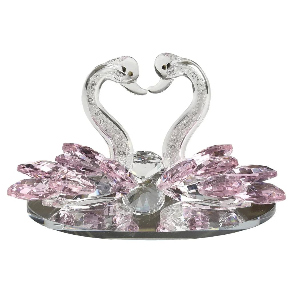 Kristallsvanfigurer Glas-svanar Prydnader Djur Pappersvikt Diamant Hantverk Bord Heminredning Hantverk Miniatyrgåvor