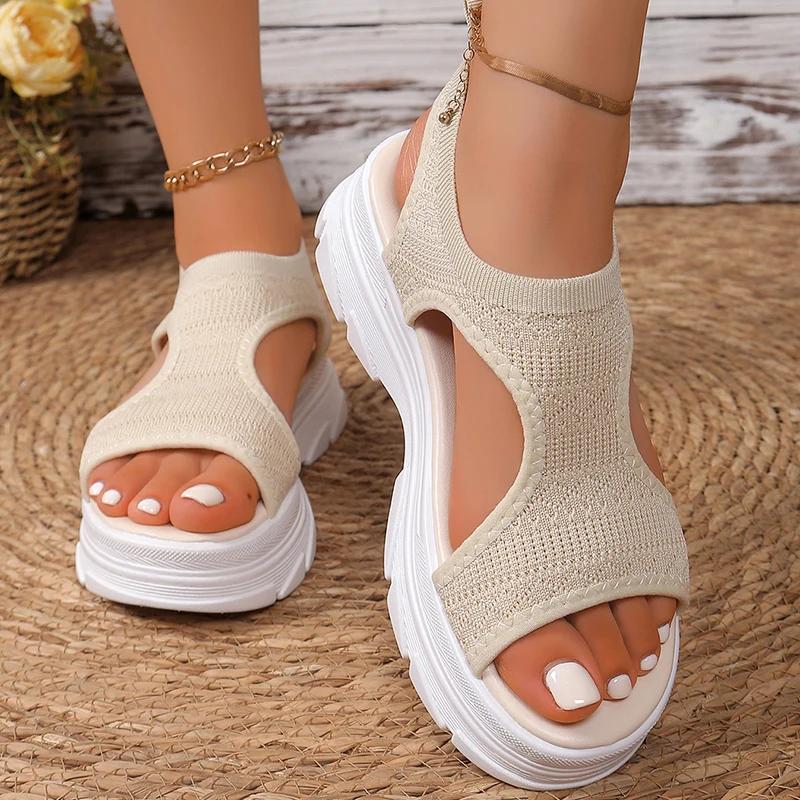 Fashion Summer Hollow Out Platform Sandals Women Fashion Open Toe Arch Support Sandal Woman Thick Bottom High Heel Sports Sandals Female