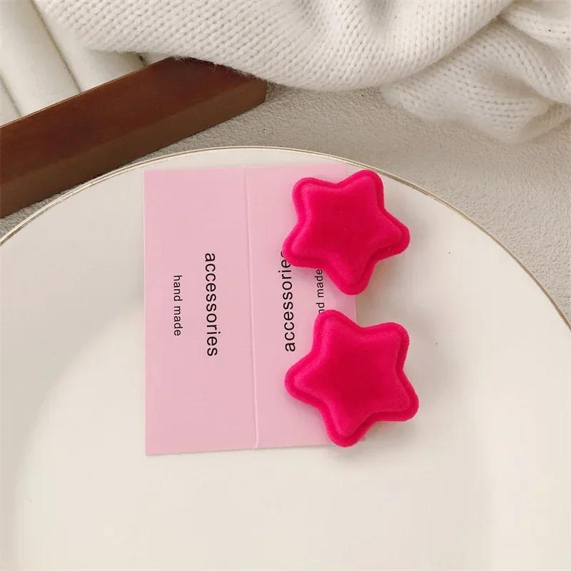 Herbst Winter Samt Schleife Haarspangen Rosa Zarte Haarspangen mit Fransen auf der Stirn Süße Seitenspangen Haaraccessoire Neu