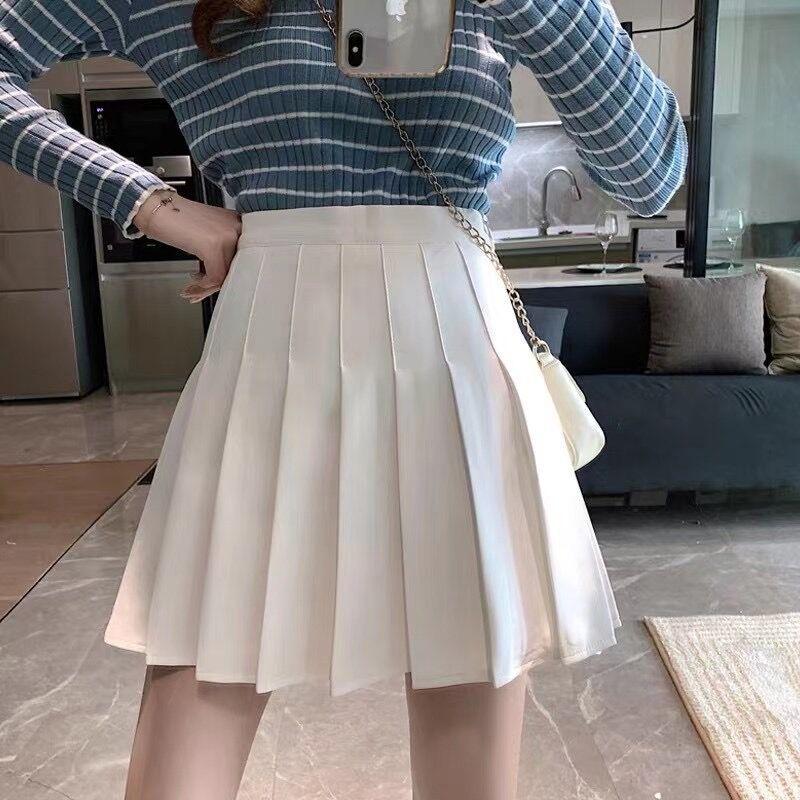 pleated skirt women's college fresh temperament high waist thin versatile Korean version slim skirt spring and autumn fashion a word solid color