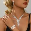 2026 Wedding Studio Bridal Accessories Shine Full of Diamonds Three-layer Love Fringe Necklace Earrings Pendant Bracelet Set Women