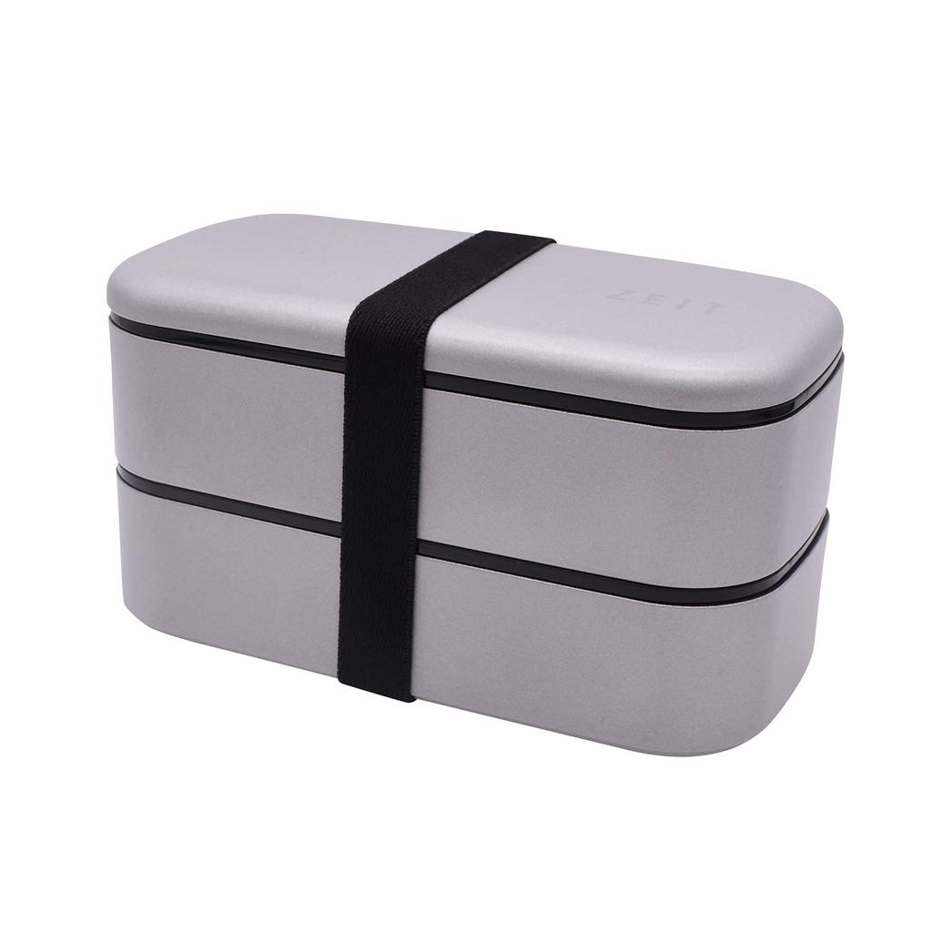 Mitani Yamanaka Lacquerware Bento ZEIT Made in C17605 Box, 2-Tier, Antibacterial, Approx. 1000ml, Silver, Japan,