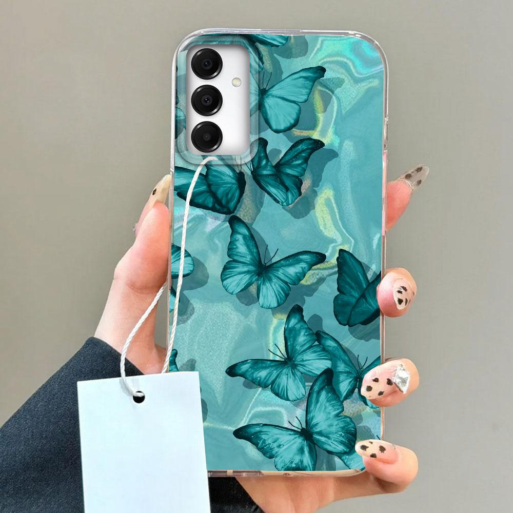 Purple Butterfly Water Wave Texture Phone Case for Samsung Galaxy A55 A56 A36 A26 A16 A54 A14 A24 A06 Shell Silicone Back Cover