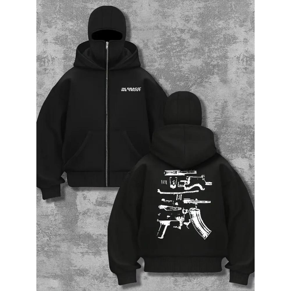 Shanglian Zippered Sweatshirt Hoodie Coat Unisex Spring Autumn Winter Fleece Double Hat Sweatshirt for Men