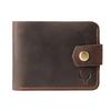 Handmade Crazy Horse Genuine Leather Men Wallet Hasp Snap Closure Minimalist Vintage Bifold Purse Short Cowhide Card Holder