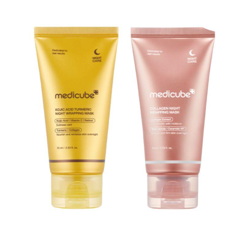 Medicube Water Glow Vita Toning Wrapping Mask Duo Set Kojic Acid Turmeric Night Mask 2.0 + Collagen Night Wrapping Mask 75ml + 75ml 1