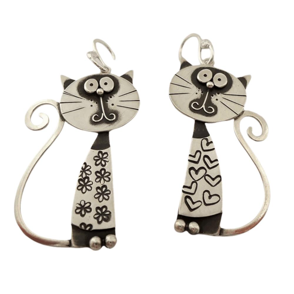 

1Pair Retro Cat Style Pendant Earrings Cat Asymmetric Design Earrings Retro Punk Earrings Women