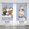 Tenda Oscurante Minimalista Nordica con Gatto Carino per Camera da Letto di Coppia Personalità Creativa Drappo Blackout Occhielli Parte Superiore Installazione a Ganci
