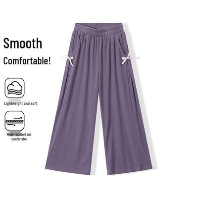 Montagut Girls' Summer Casual Straight Leg Bow Trousers