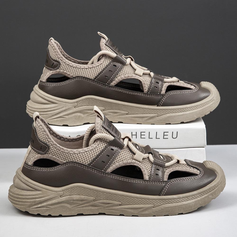 

Summer Breathable Sandals for Men Outdoor Men s Casual Beach Shoes Soft Sole Light Sports Slippers 2025 Slip-on Men s Sandals 39 коричневый